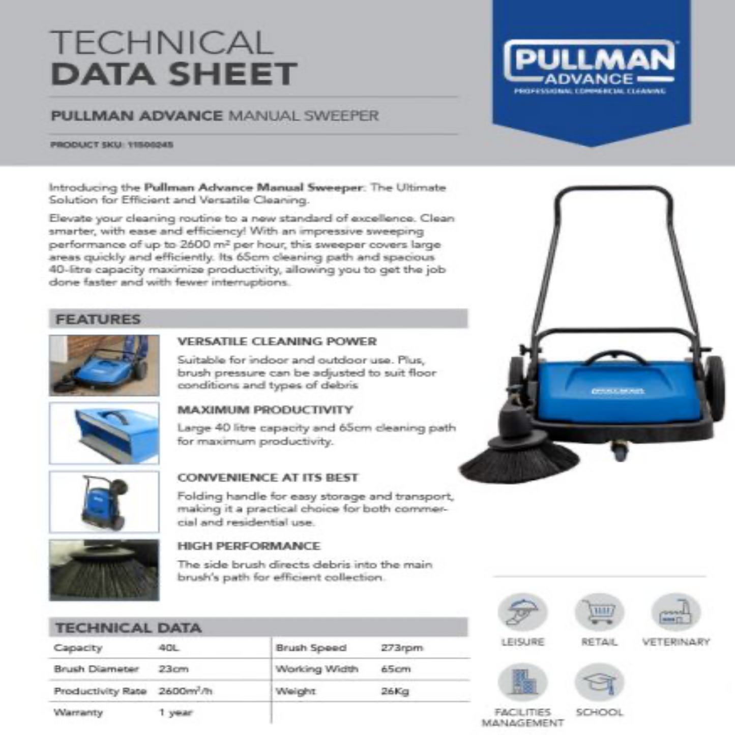 Pullman Advance Manual Push Sweeper